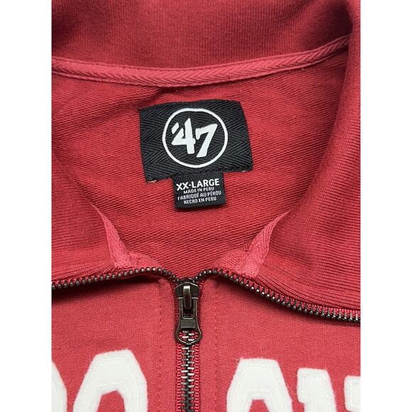 Wisconsin Badgers Mens XXL Sweatshirt 1/4 Zip Pullover '47 Red - Picture 2 of 9